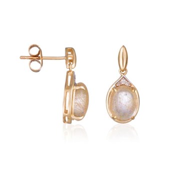 Boucles d'oreilles Or Jaune Diamant et Rutile