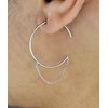 Boucles d'oreilles créoles ouvertes chaînettes pendantes Argent 925 Rhodié - vue V2