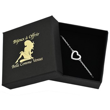 Bracelet coeur serti d'oxyde de zirconium Argent 925 Rhodié