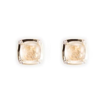Boucles d'oreilles Or Jaune Diamant et Rutile