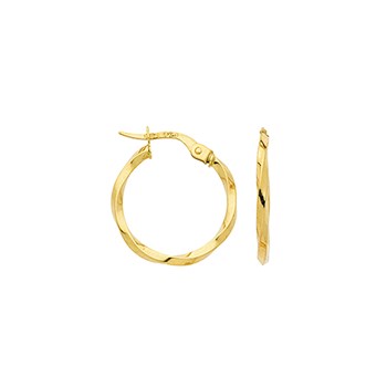 Créoles Brillaxis torsadées or jaune 9 carats 15mm