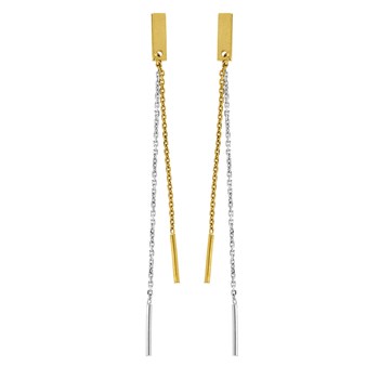 Boucles d'oreilles 2 brins or bicolore 9 carats