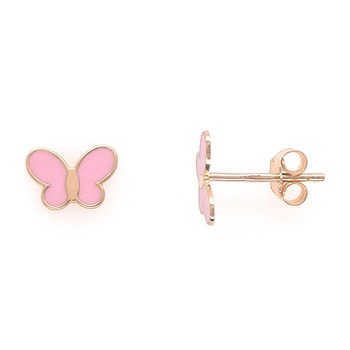 Boucles d'oreilles Brillaxis papillon laqué rose