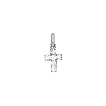 Pendentif petite croix empierré or blanc 18 carats