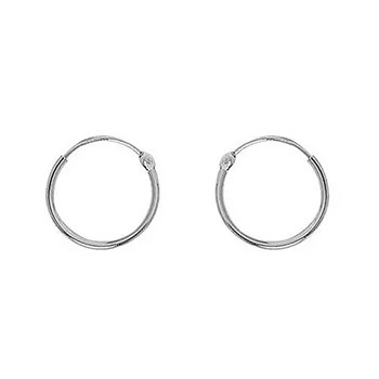 Créoles Brillaxis or blanc 9 carats fil rond 1 mm