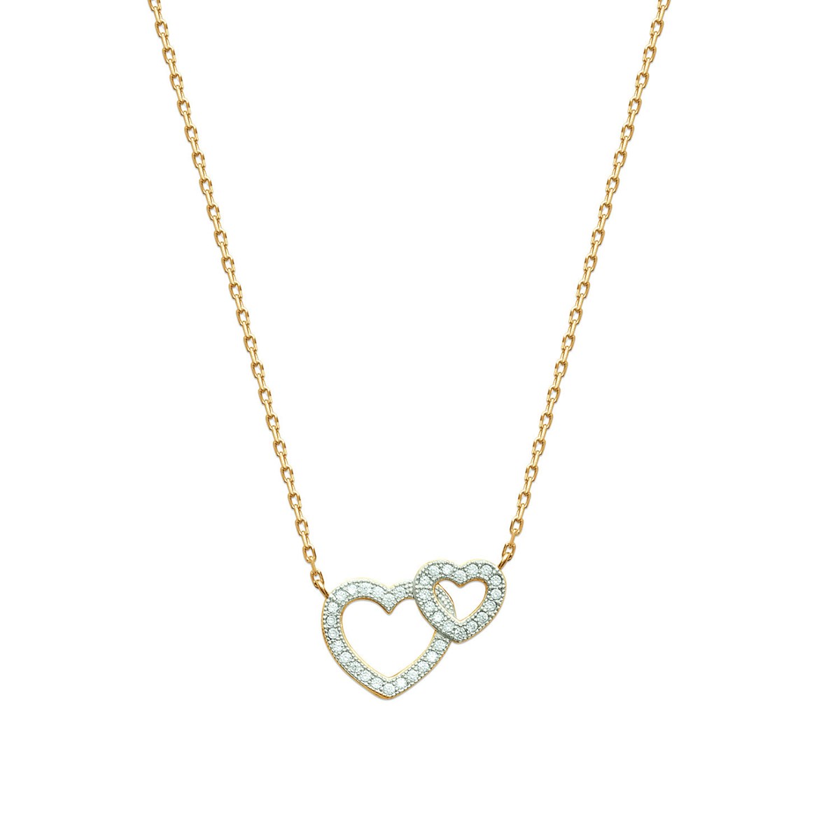 Collier Brillaxis coeurs superposés plaqué or