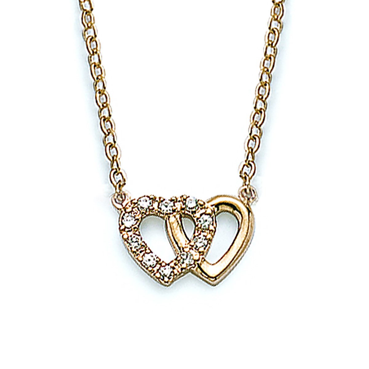 Collier Brillaxis doré coeurs entrelacés 42cm