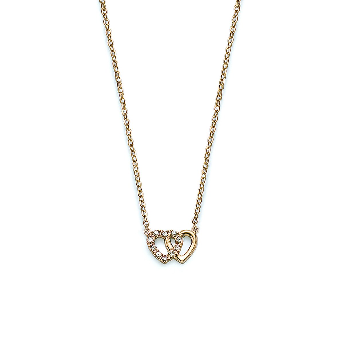 Collier Brillaxis doré coeurs entrelacés 42cm - vue 2