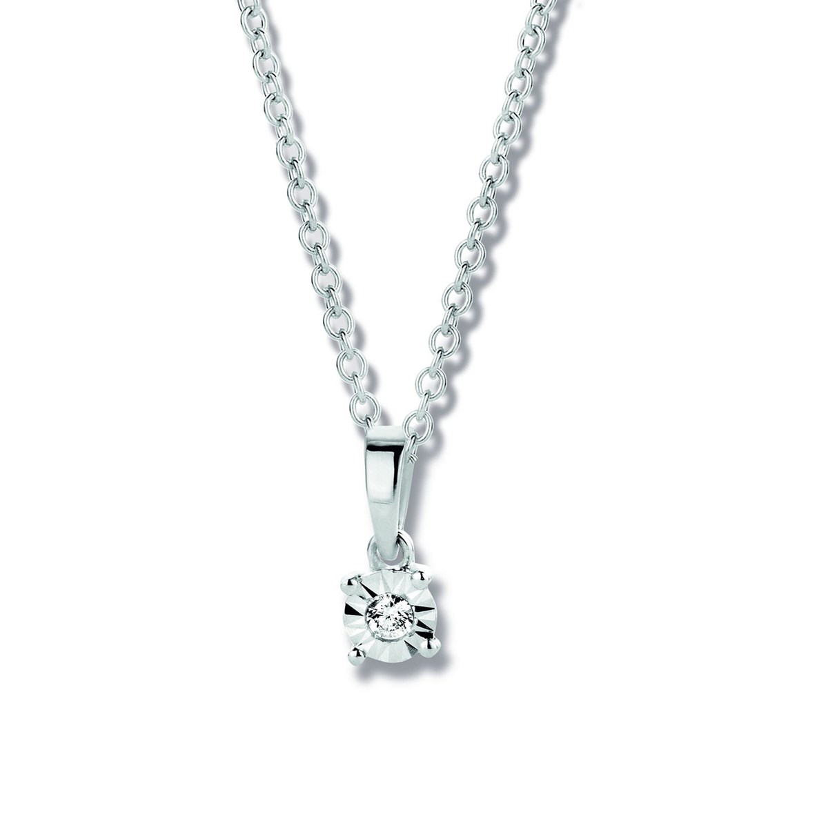 Pendentif Brillaxis solitaire diamant or blanc