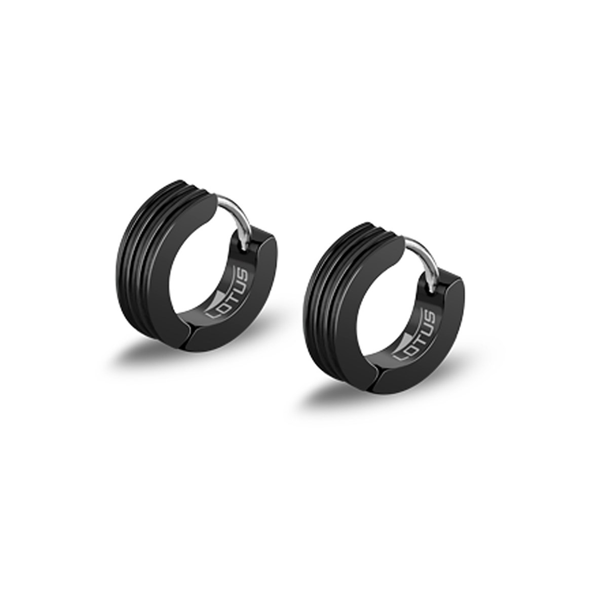 Boucles d'oreilles créoles Lotus acier noir