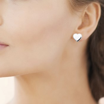 Boucles d'oreilles Brillaxis coeur argent rhodié