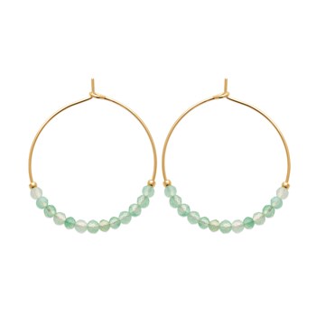 Créoles Brillaxis perles calcédoine dégradé vert
