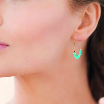 Créoles Brillaxis perles quartz turquoise