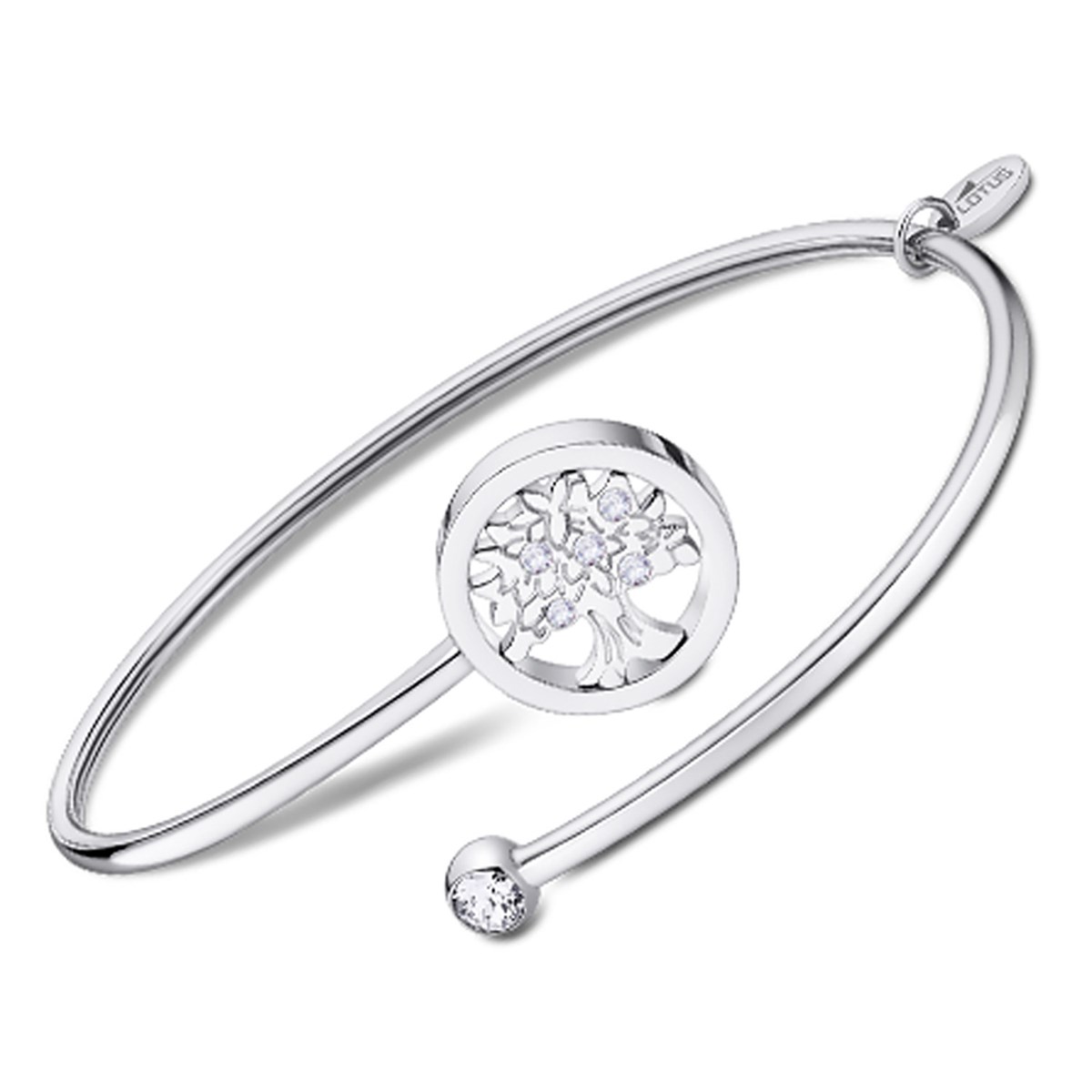 Bracelet jonc Lotus acier arbre de vie empierré