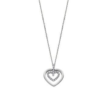Collier Lotus acier double coeur empierré