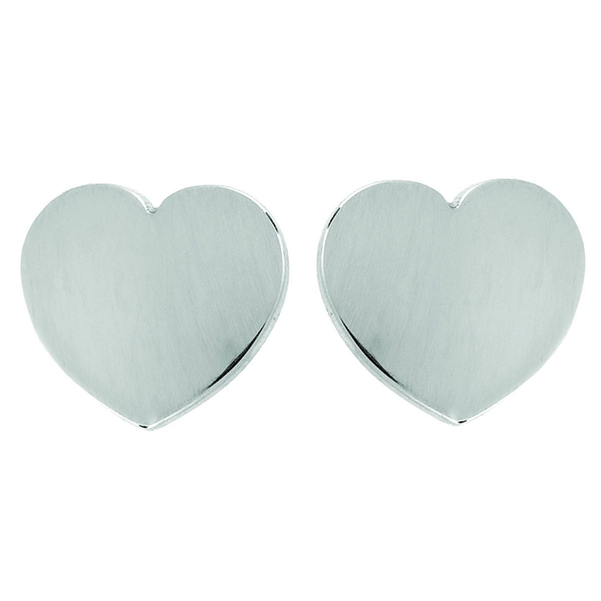 Boucles d'oreilles Coeur plat or blanc 18 carats