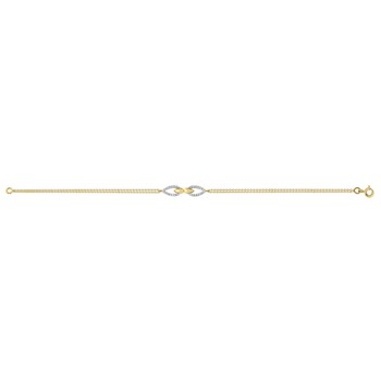 Bracelet double rang or jaune pierres blanches