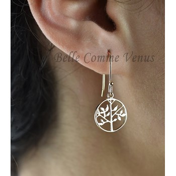 Parure arbre de vie dans un cercle Plaqué OR 750 3 microns