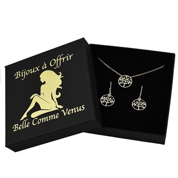 Parure arbre de vie dans un cercle Plaqué OR 750 3 microns