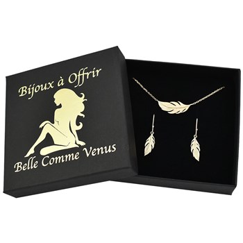 Parure plume Plaqué OR 750 3 microns