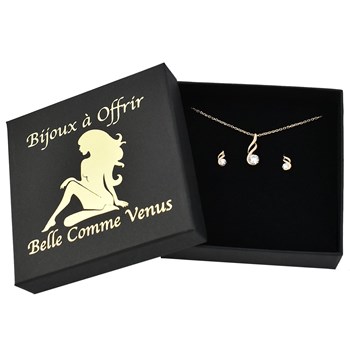 Parure torsade oxyde de zirconium Plaqué OR 750 3 microns