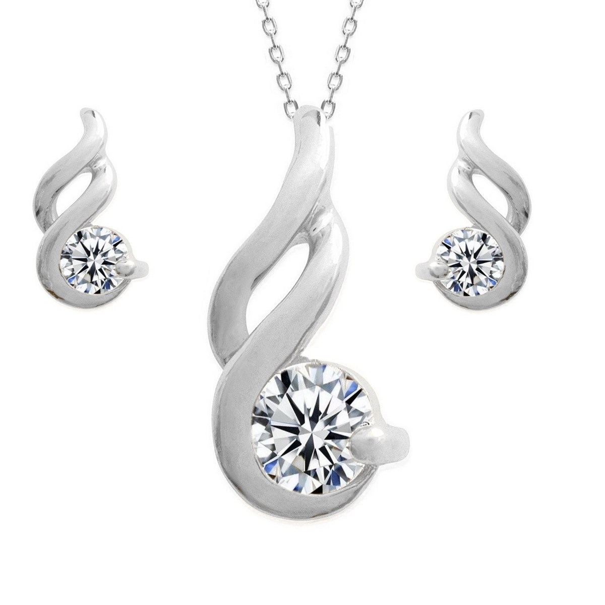 Parure torsade oxyde de zirconium Argent 925 Rhodié