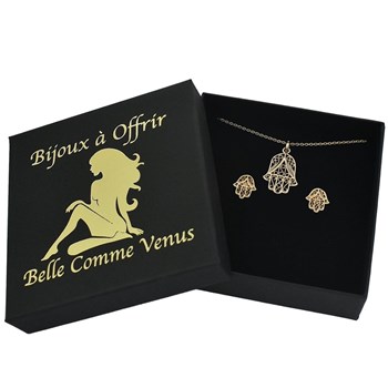 Parure Main de Fatma ciselée Plaqué OR 750 3 Microns