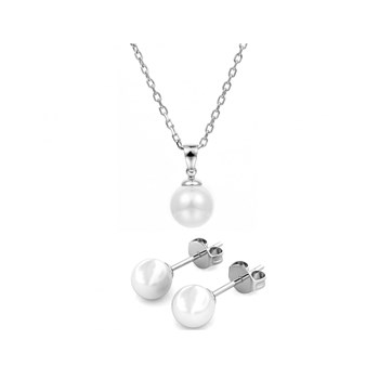 Mother of pearl set - Silver and Crystal