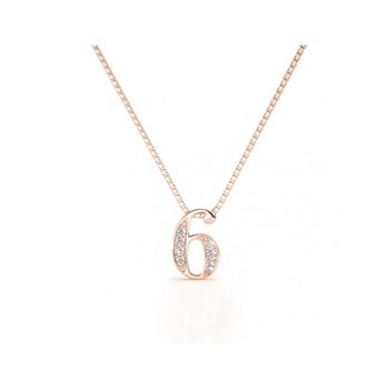 Number 6 Pendant - Rose Gold and Crystal