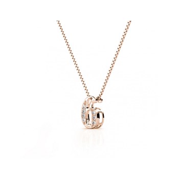 Number 6 Pendant - Rose Gold and Crystal