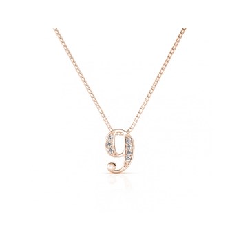 Number 9 Pendant - Rose Gold and Crystal