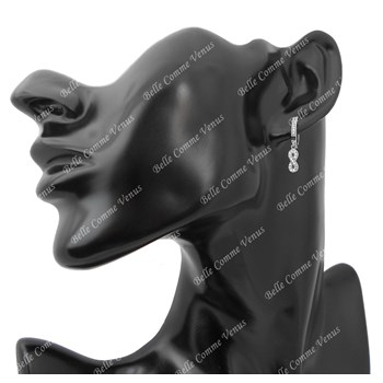 Boucles d'oreilles Mini Créoles infini oxyde de zirconium pendant Argent 925 Rhodié