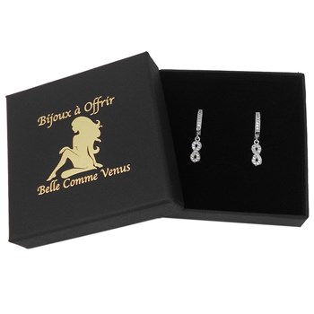 Boucles d'oreilles Mini Créoles infini oxyde de zirconium pendant Argent 925 Rhodié