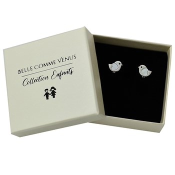 Boucles d'oreilles oiseau coeur de nacre oeil oxyde de zirconium noir Argent 925 Rhodié