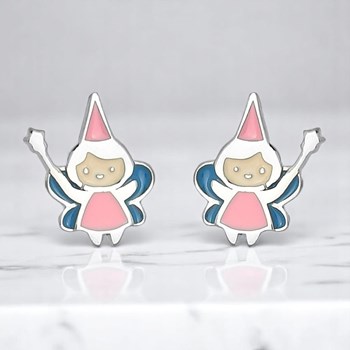Boucles d'oreilles fée émail coloré Argent 925 Rhodié