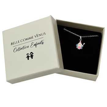 Collier fée émail coloré Argent 925 Rhodié