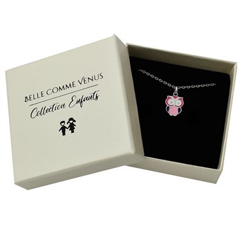 Collier hibou émail coloré Argent 925 Rhodié
