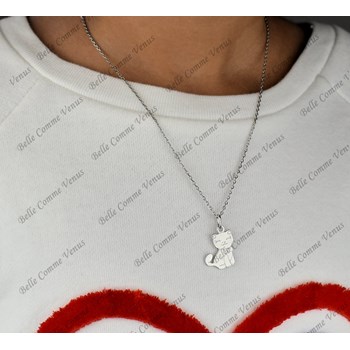 Collier chat noeud papillon pour enfant Argent 925 Rhodié