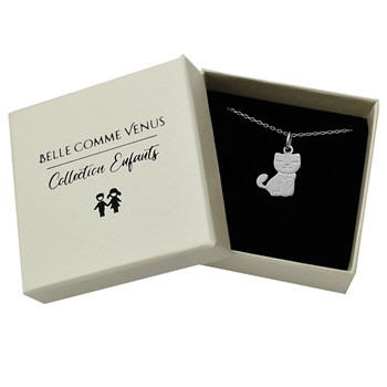 Collier chat noeud papillon pour enfant Argent 925 Rhodié