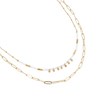Collier fin en acier doré avec perles blanches - vue V1