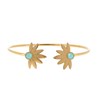 Bracelet rigide en acier doré ajustable avec pierres de crystal vertes - vue V1