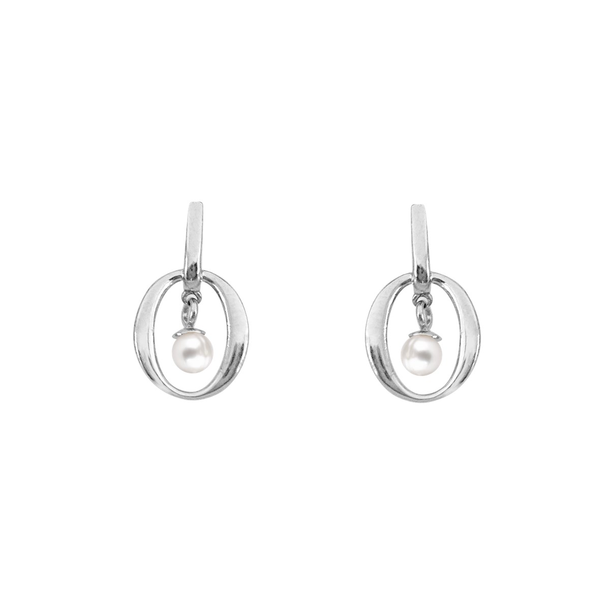 Boucles d'oreilles en argent 925 rhodié avec perle