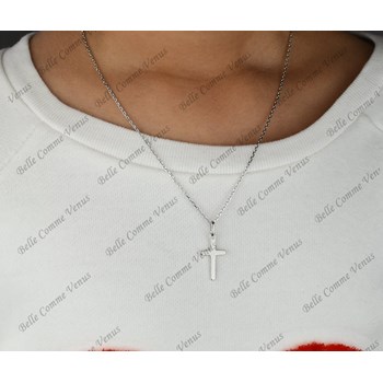 Parure pendentif croix Argent 925 Rhodié