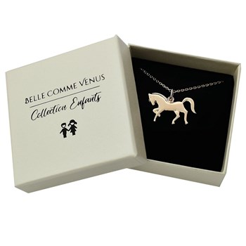 Collier cheval étalon au galop Plaqué OR 750 3 microns