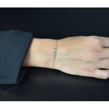 Bracelet 3 grains de café reliés par un anneau effet tressé Argent 925 Rhodié