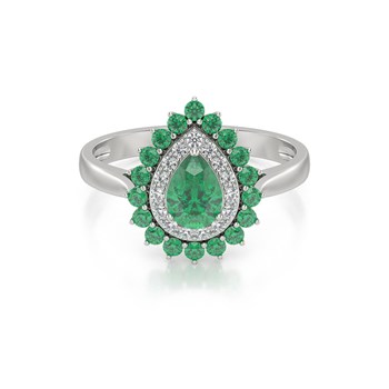 Bague ADEN Emeraude et diamants sur Argent 925 3.15grs