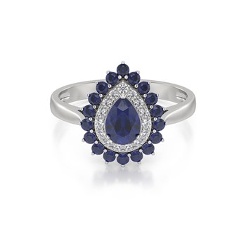 Bague ADEN Saphir et diamants sur Argent 925 3.15grs