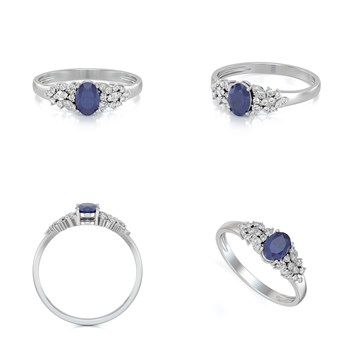 Bague Saphir et diamants sur Argent 925 2.934grs
