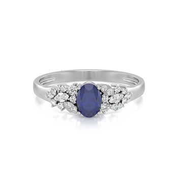 Bague Saphir et diamants sur Argent 925 2.934grs