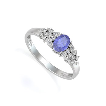 Bague Tanzanite et diamants sur Argent 925 2.934grs